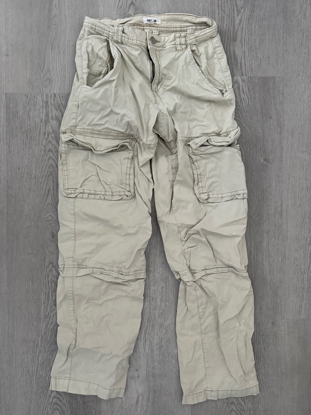 Women Garage Cargo Pants in Light Beige